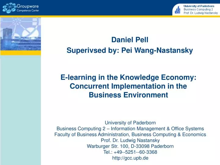 e learning in the knowledge economy concurrent implementation in the business environment