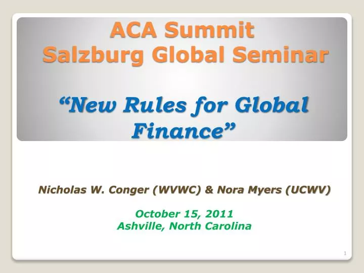 aca summit salzburg global seminar new rules for global finance