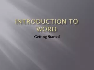Introduction To word