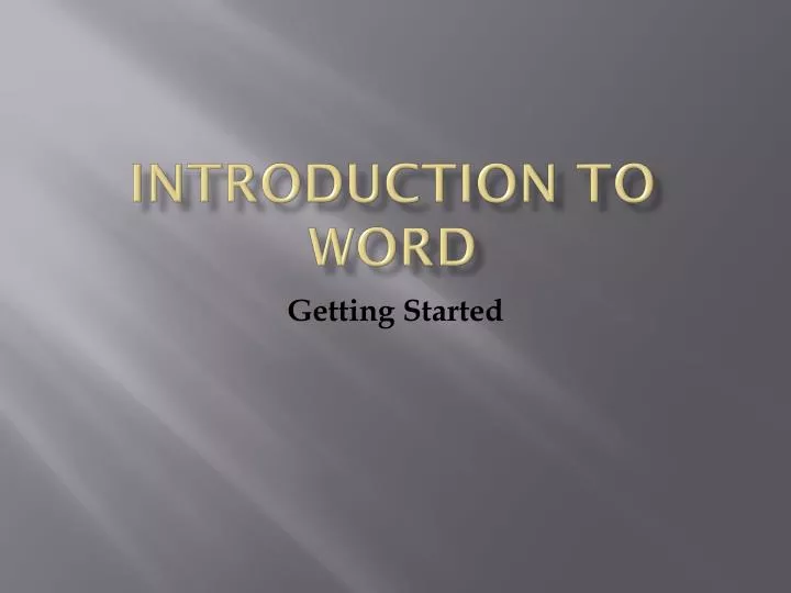 introduction to word