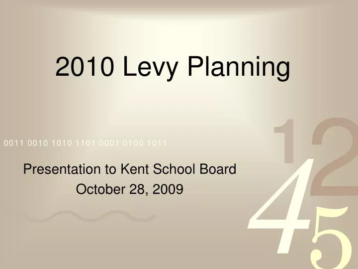 2010 levy planning
