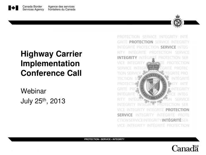 highway carrier implementation conference call