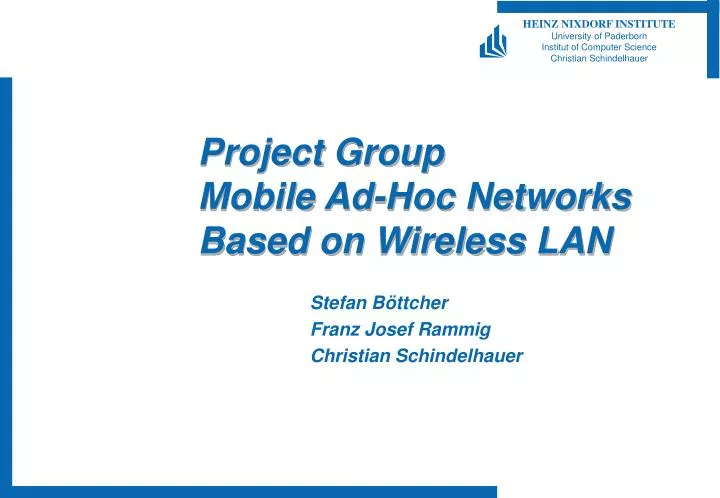 project group mobile ad hoc networks based on wireless lan