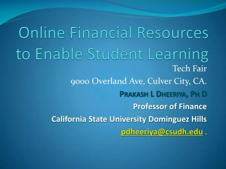 online financial resources to enable student learning