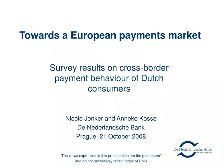 towards a european payments market