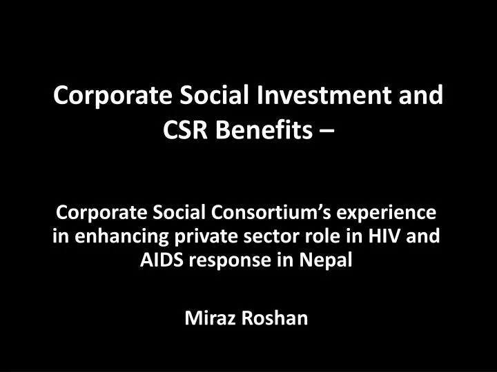 corporate social investment and csr benefits