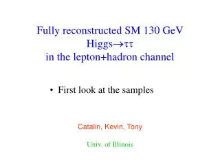 Fully reconstructed SM 130 GeV Higgs ??? in the lepton+hadron channel