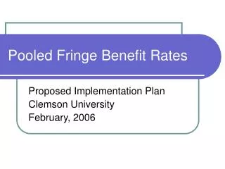 Pooled Fringe Benefit Rates