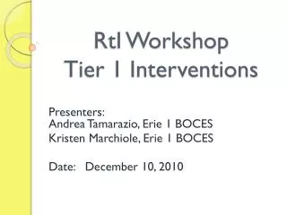 RtI Workshop Tier 1 Interventions