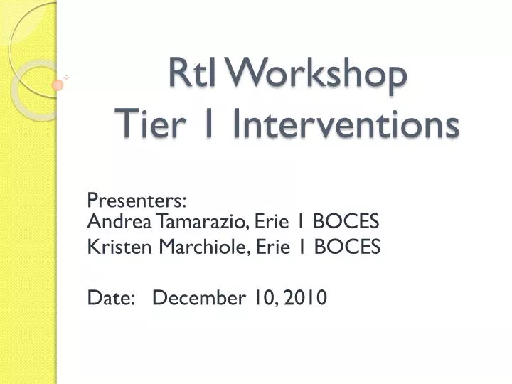 rti workshop tier 1 interventions