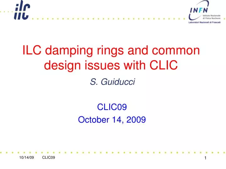 ilc damping rings and common design issues with clic