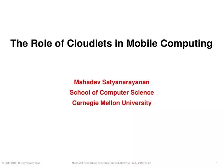the role of cloudlets in mobile computing
