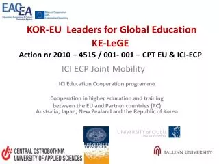 ICI Education Cooperation programme Cooperation in higher education and training