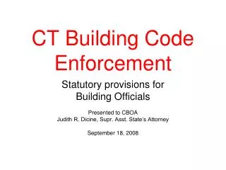 CT Building Code Enforcement