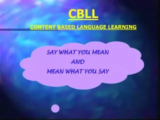 CBLL CONTENT BASED LANGUAGE LEARNING