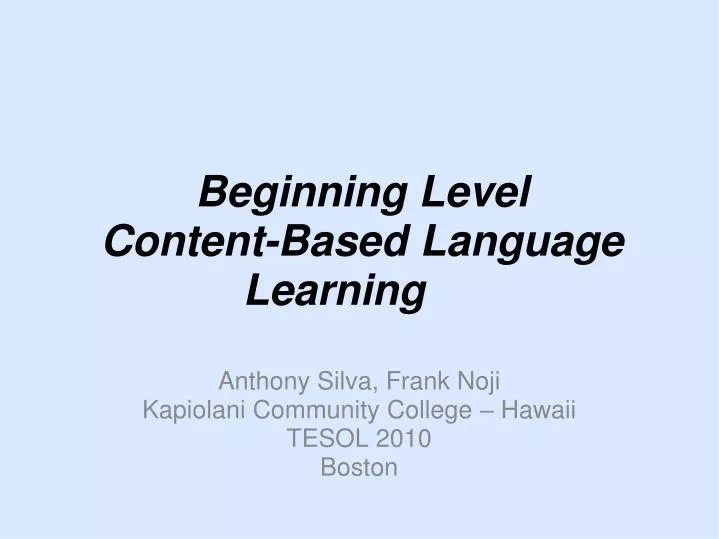 beginning level content based language learning