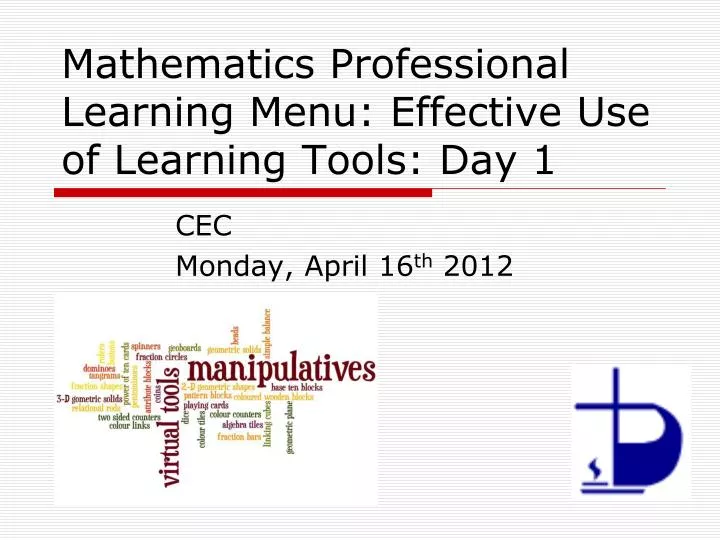 mathematics professional learning menu effective use of learning tools day 1