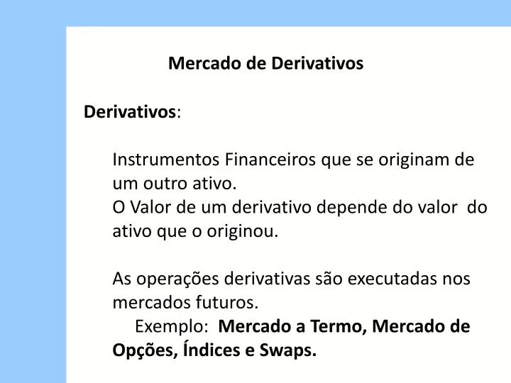mercado de derivativos