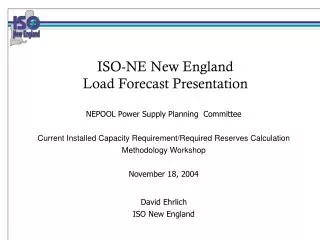 ISO-NE New England Load Forecast Presentation