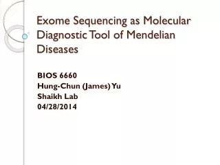 exome sequencing as molecular diagnostic tool of mendelian diseases