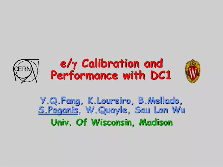 e g calibration and performance with dc1