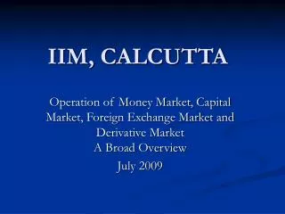 IIM, CALCUTTA