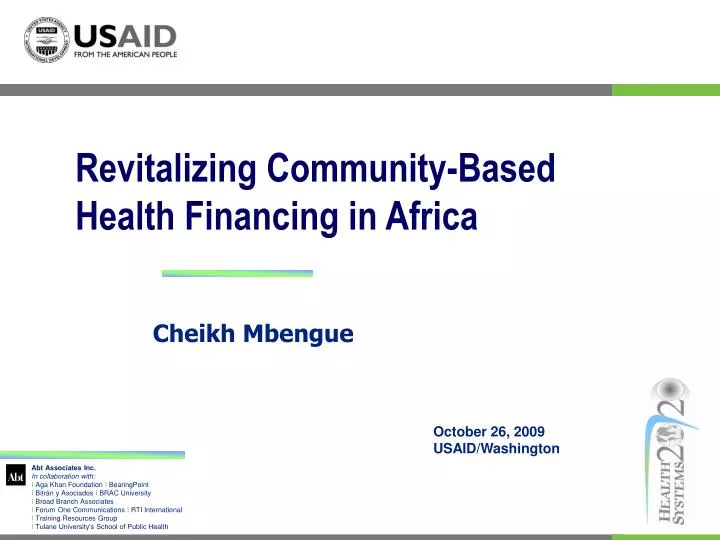 revitalizing community based health financing in africa