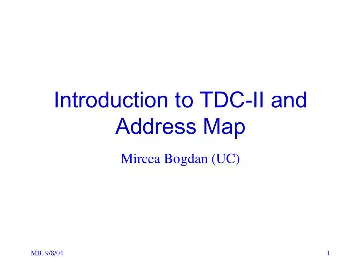introduction to tdc ii and address map