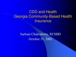 CDD and Health Georgia Community-Based Health Insurance