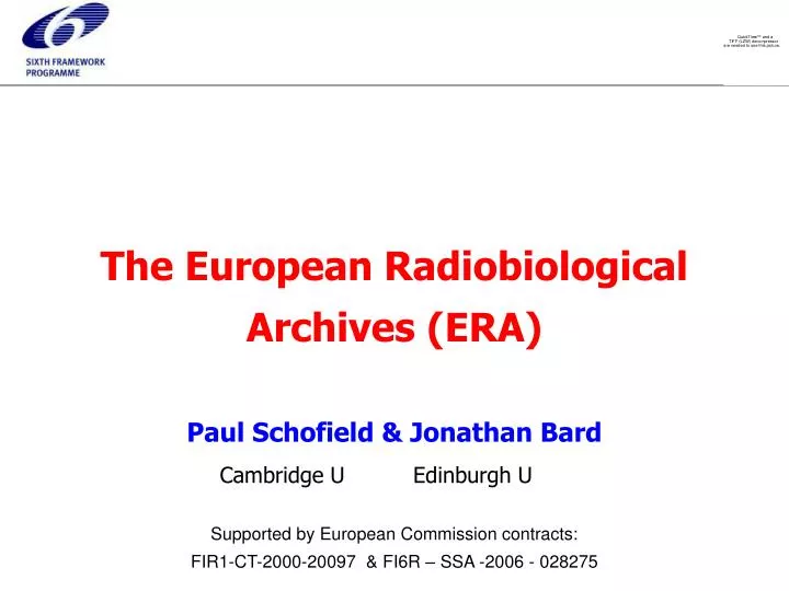 the european radiobiological archives era