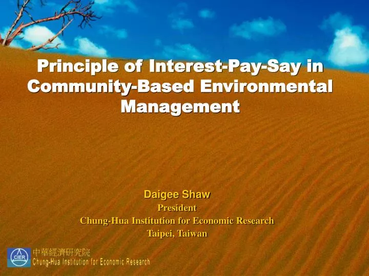 principle of interest pay say in community based environmental management