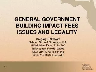 GENERAL GOVERNMENT BUILDING IMPACT FEES ISSUES AND LEGALITY