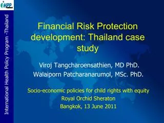Financial Risk Protection development: Thailand case study
