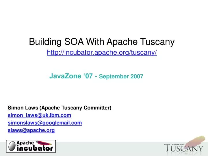 building soa with apache tuscany http incubator apache org tuscany