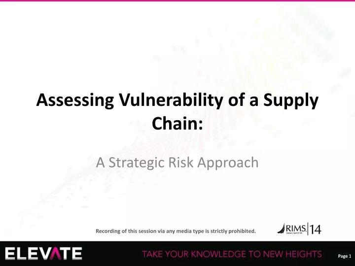 assessing vulnerability of a supply chain