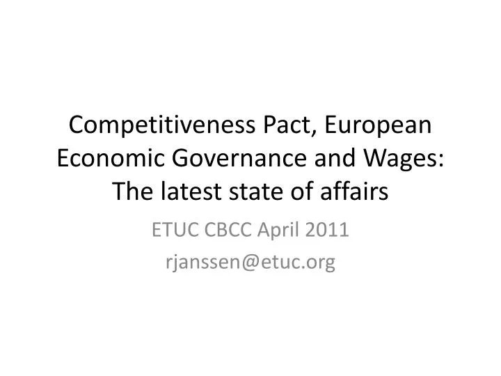 competitiveness pact european economic governance and wages the latest state of affairs