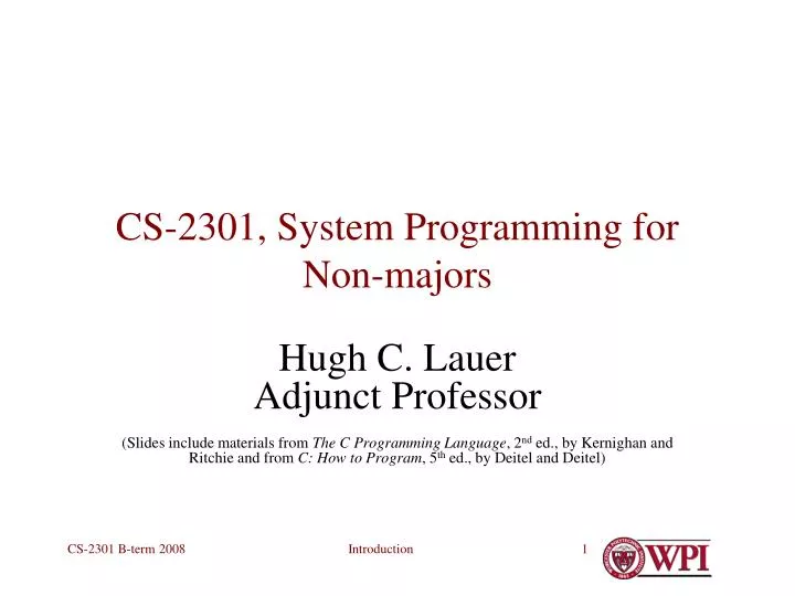 cs 2301 system programming for non majors