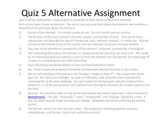 Quiz 5 Alternative Assignment