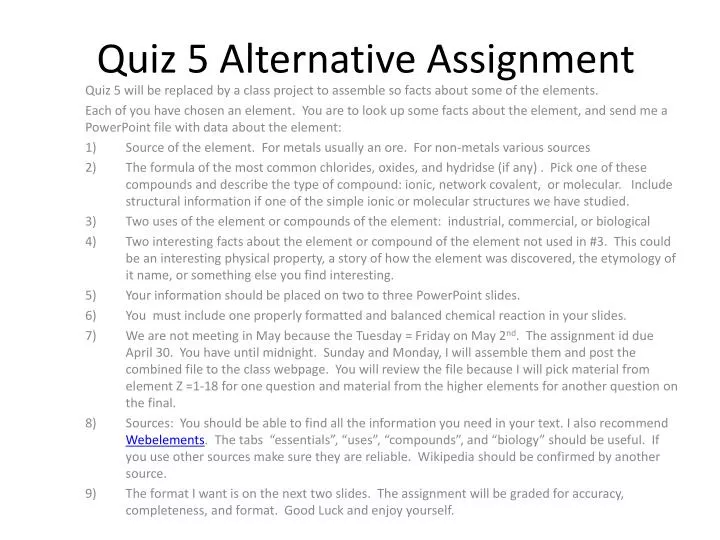 quiz 5 alternative assignment