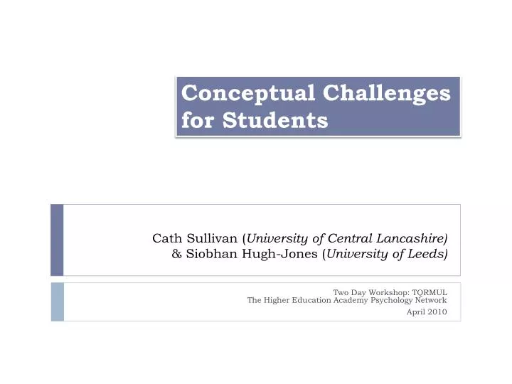 cath sullivan university of central lancashire siobhan hugh jones university of leeds