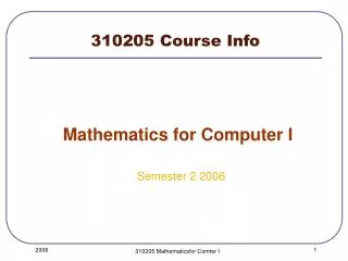 310205 Course Info