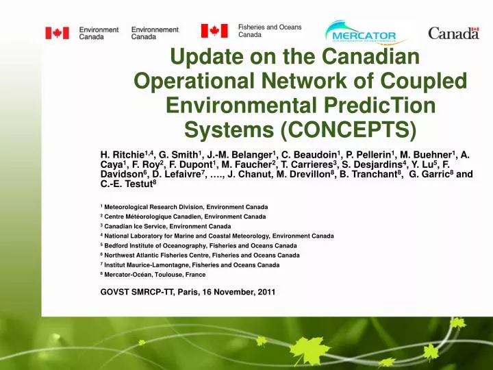 update on the canadian operational network of coupled environmental prediction systems concepts