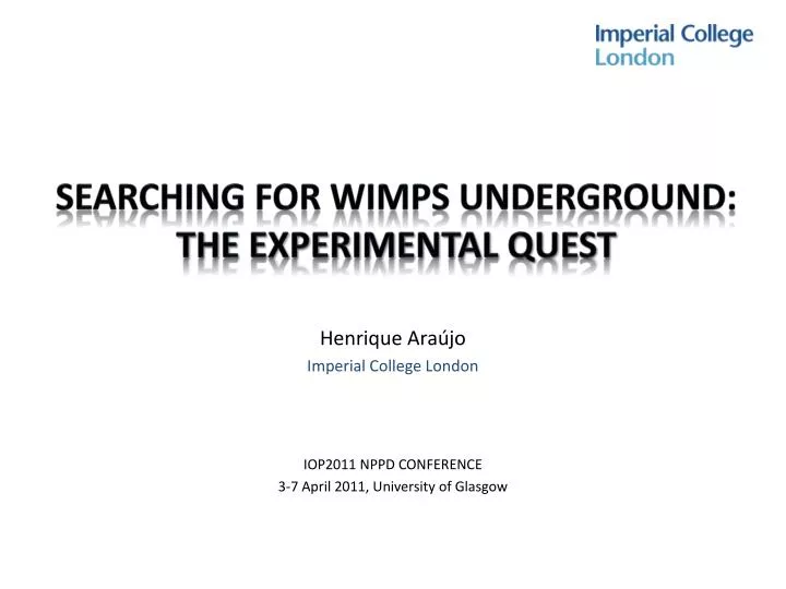searching for wimps underground the experimental quest