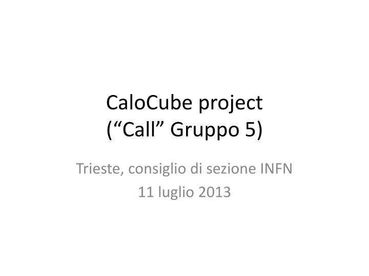calocube project call gruppo 5