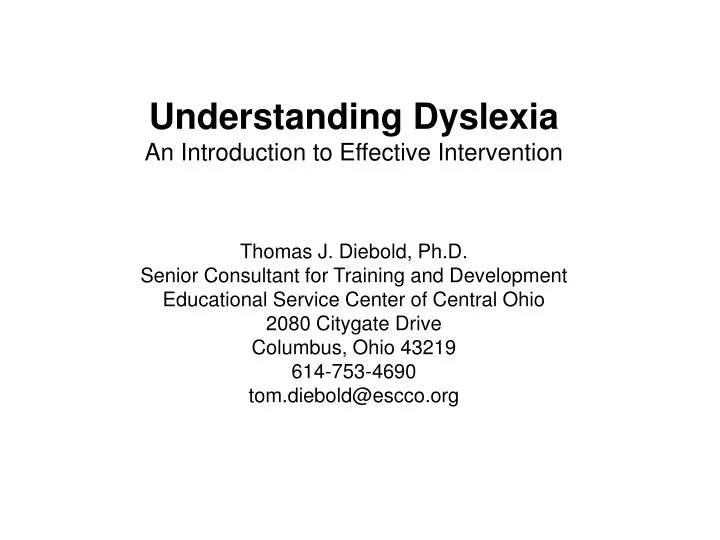 understanding dyslexia an introduction to effective intervention