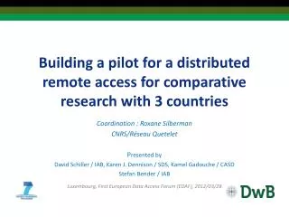 Building a pilot for a distributed remote access for comparative research with 3 countries