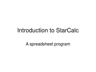 Introduction to StarCalc