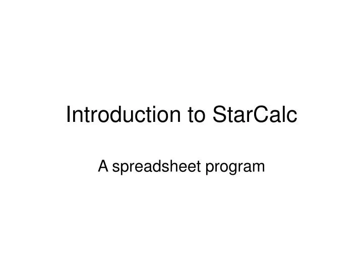 introduction to starcalc