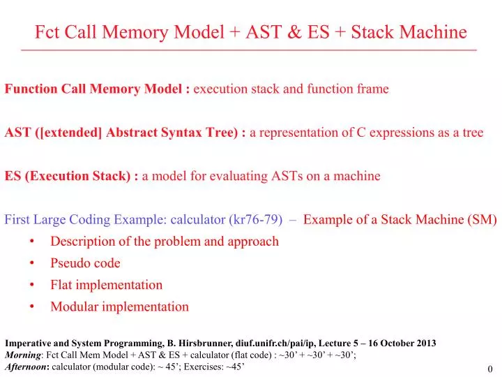 fct call memory model ast es stack machine