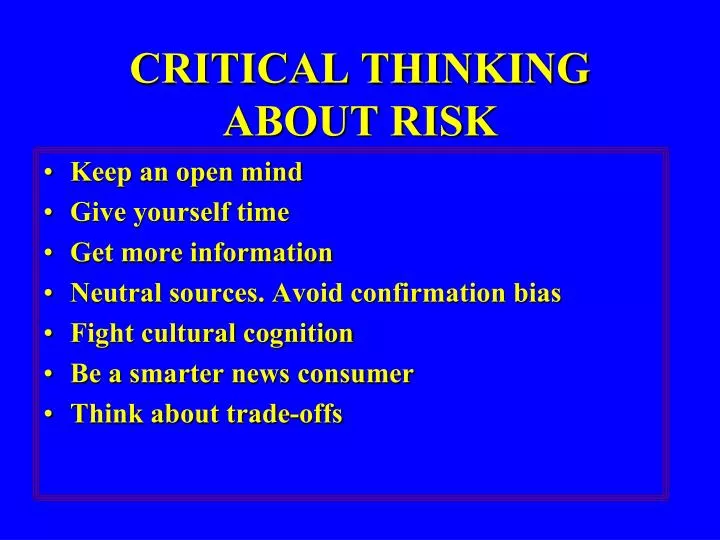 critical thinking about risk